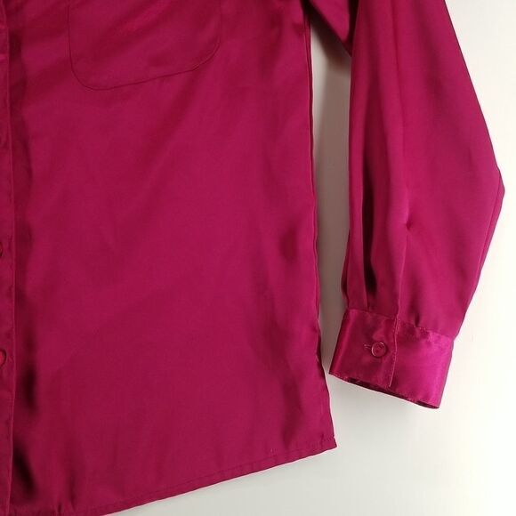 Penmans Blouse Womens Size Small Dark Pink Long Sleeve Full Button Front Pockets - Picture 3 of 9